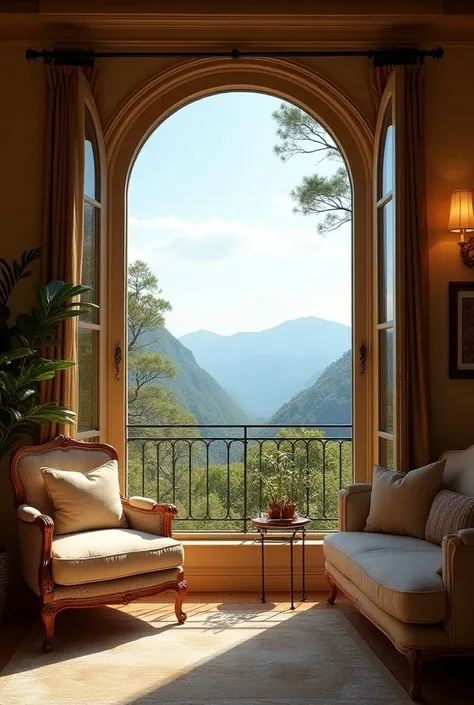 Beautiful, cozy room with a lovely view from the window 