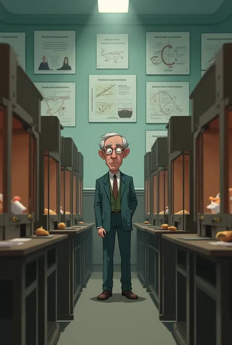  Imagine Skinner in a laboratory ,  surrounded by his famous  "boxes of Skinner ".  You could be watching a dove or a rat pressing a lever to receive a reward , as food. Podrías ver gráficos que muestran cómo el comportamiento se refuerza a través de recom...