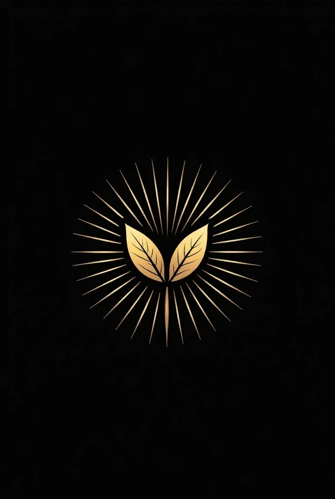 A hair wax logo whose name is Glory with bay leaves representing glory and rays descending from the center symbolizing glory the colors are black and gold 
