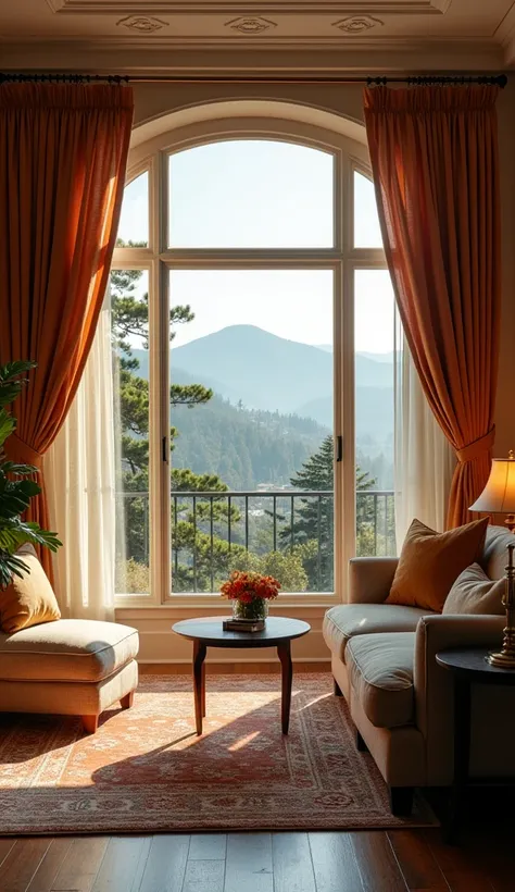 Beautiful, cozy room with a lovely view from the window 