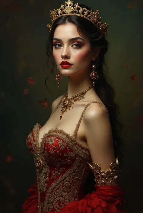 beautiful detailed eyes, beautiful detailed lips, extremely detailed eyes and face, long eyelashes, 1girl, intricate detailed dress, elegant, beautiful, graceful, delicate, princess, fantasy, medieval, renaissance, ornate, detailed jewelry, crown, regal, d...