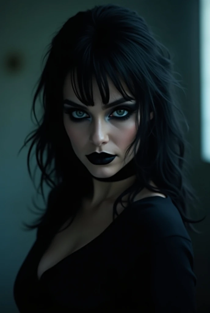 ((SEXY)) Halloween　woman　Hairstyle ((SUPER DETAILED)) ((BLACK SEXY LIPSTICK)) 8k ((SPOOKY LIGHT))