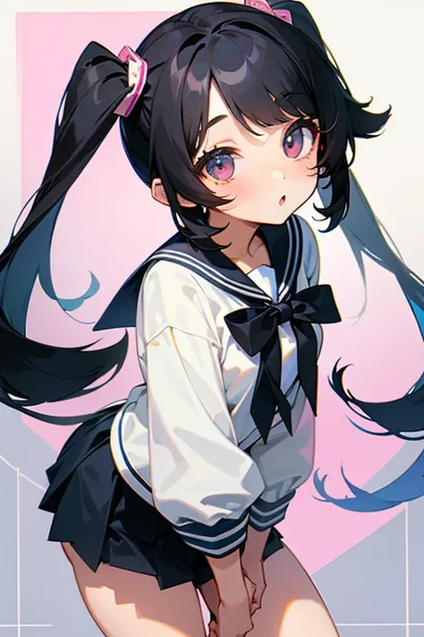  Black Hair 、cute、Beauty、High school girl、 Twin Tail、