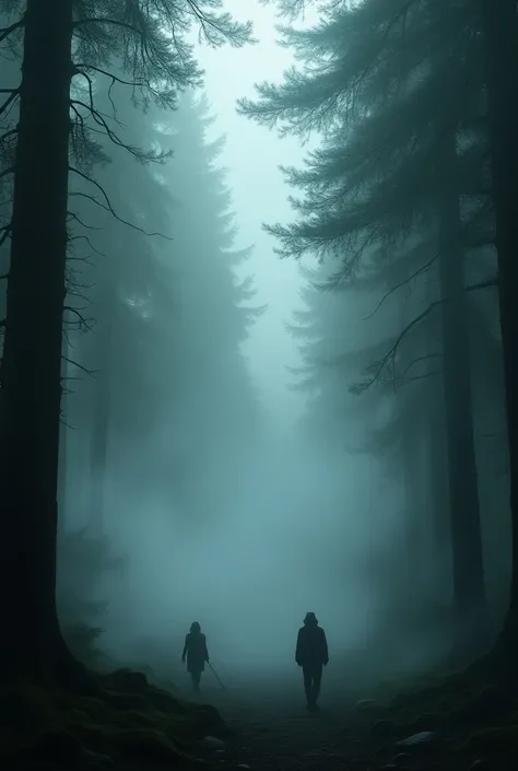 Forest with dense fog