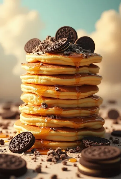 Millions of pancake with crushed oreo on top

