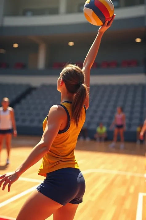 Volleyball girl showing the back