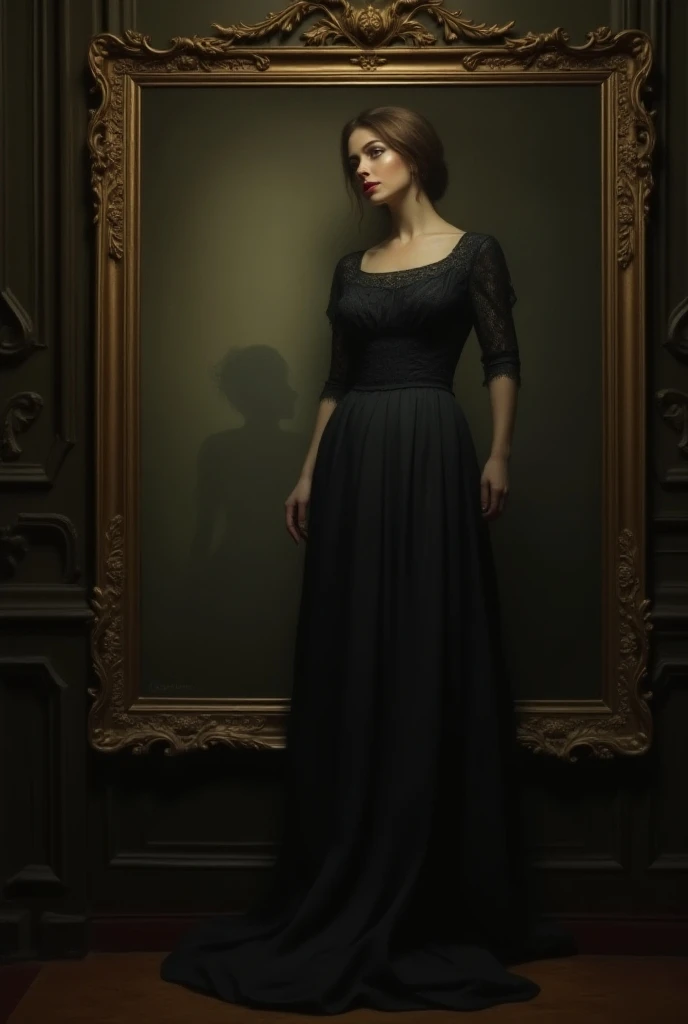 While visiting an old mansion,Clara noticed something strange about a portrait hanging in the hall it showed a woman with a faint shadow 