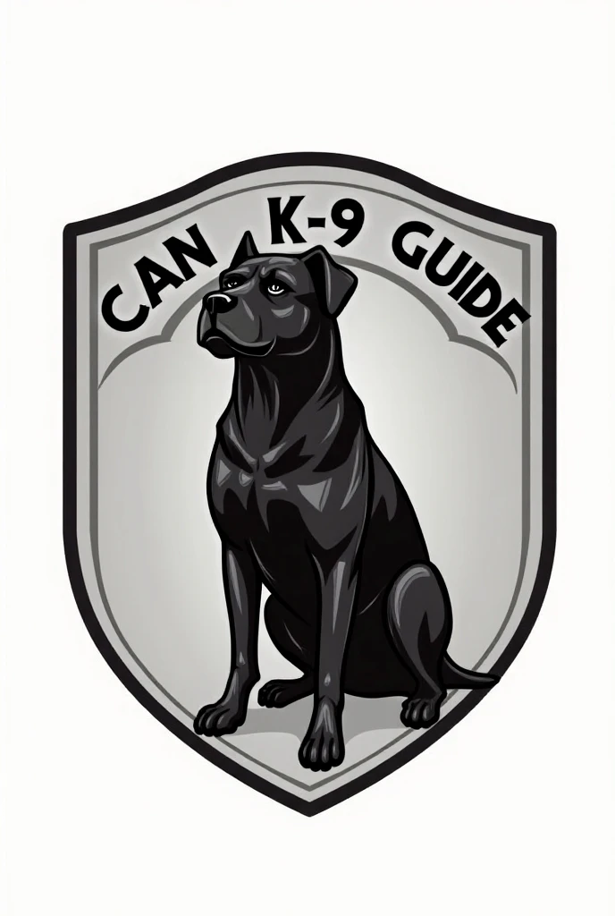 Logo for a dog brigade , That has a badge that says can and k 9 guide in Spanish 