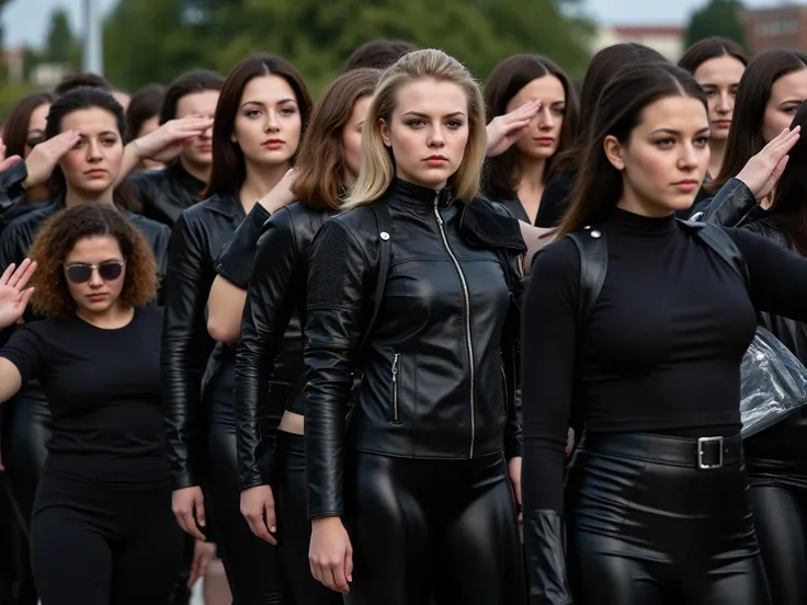 an army of disciplined women, dressed in military uniforms made of different materials such as leather, latex and pvc. each one ...