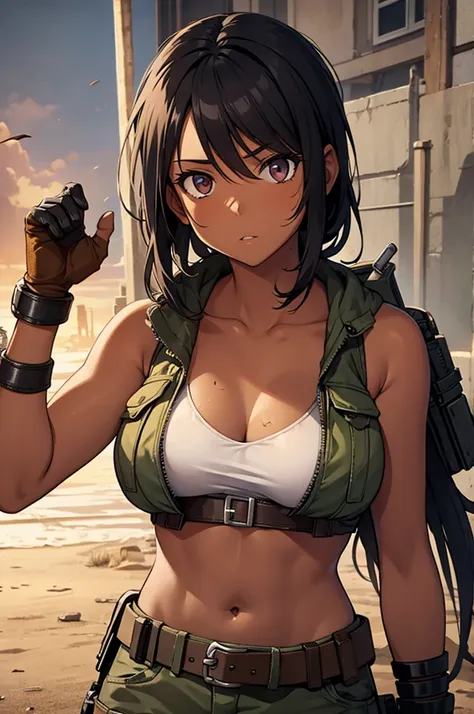 tanned skin female post apocalyptic survivor