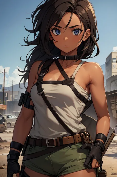 tanned skin female post apocalyptic survivor