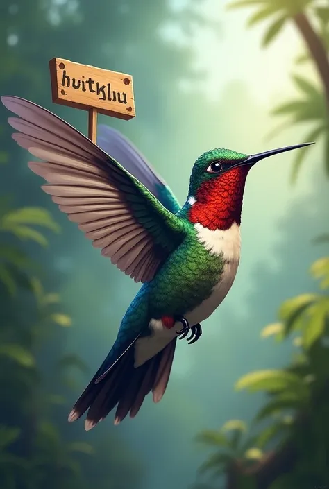 Large flying colorful hummingbird
And with a sign that says CBTa 200. Above the hummingbird, the sign that says Huitzilli 
