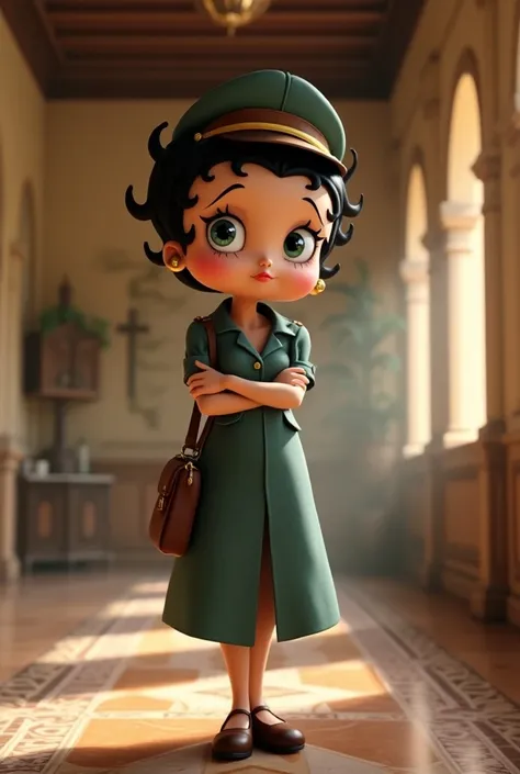 bettyboop wearing a messenger costume in a missionary