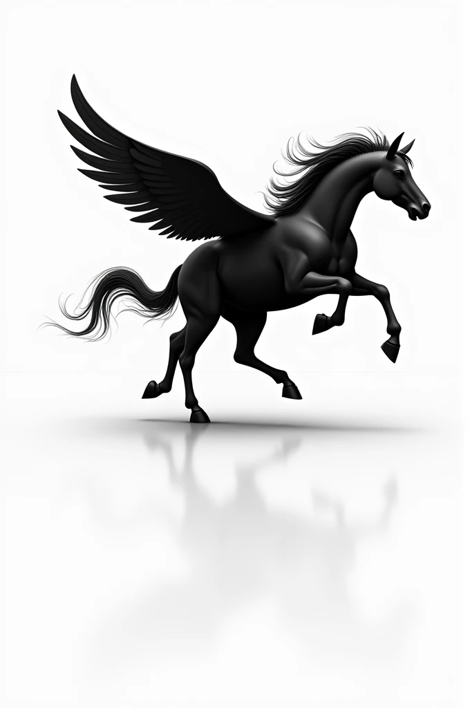 An image of a minimalist pegasus in black and white 