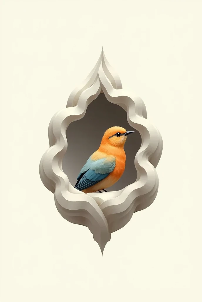 I want a bird in a nest that is made with round geometric shapes, Make it a 2d drawing 