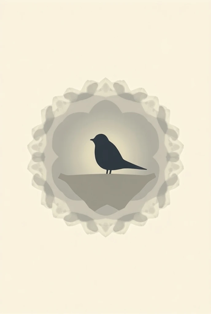 I want a bird in a nest that is made with round geometric shapes, Make it a 2D drawing like logo 