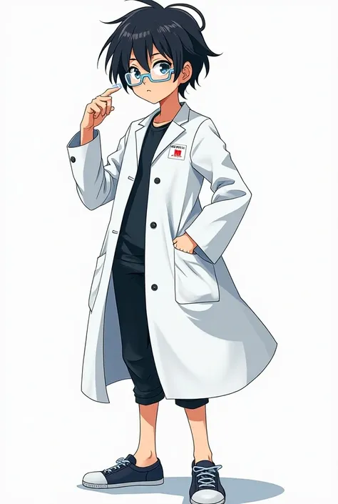 Generate a scientific character in white with a manga style 