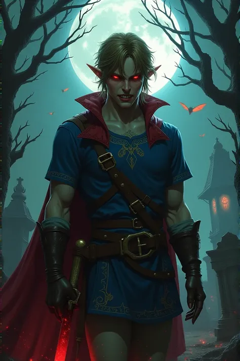 Link from the legend of Zelda as a vampire