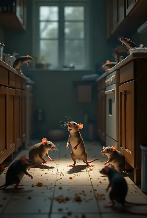 Rodents eating in the kitchen 