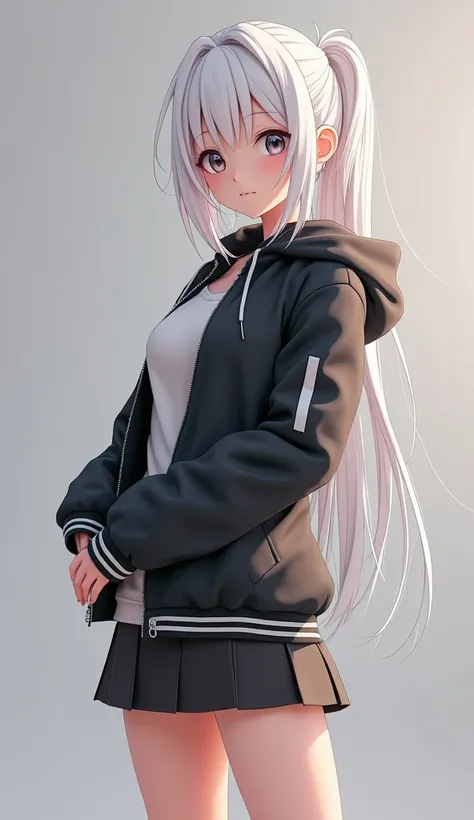  a European beauty，Full body shot，Masterpieces，masterpiece，8k， HD quality，CG character style ，3D Modeling，3d anime characters，realism 0.8，Full body shot， A woman in a short skirt and jacket is posing for a photo, anime girl role play, hyperRealistic female...