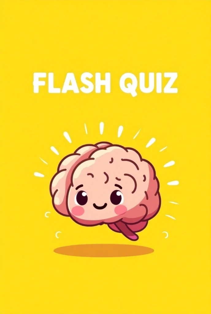 A cartoon image for a quiz profile picture on Tik Tok with the name flash quiz without a face or character with a yellow background and with a cute brain with rays