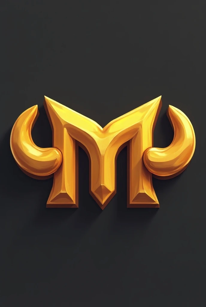 Create a logo featuring an innovative M with bold, exaggerated horns in a cartoonish style inspired by Greek mythology. The M should have rounded edges and a smoother, softer design, with the horns being less detailed and more playful in appearance. Use a ...