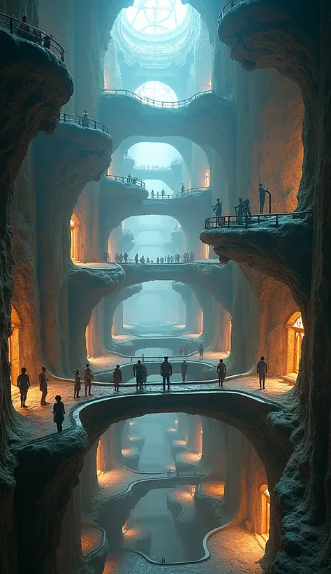 underground labyrinth city, cross-section, peoples lives, advanced civilization, computer controlled, fantasy art, delicate and dynamic textures, 2.5D, artistic photography, hyper realistic, digital graphic CG, BREAK ultra detailed, absolutely resolution, ...