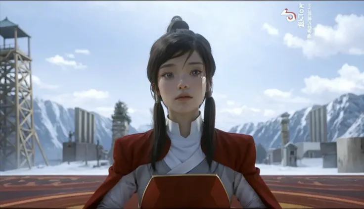  a close up of a human person wearing a red jacket and a red jacket,  an image inspired by Chen Jiru , tumblr, Art Nouveau,  portrait of the human avatar Korra , legend of korra, korra from the legend of korra, legend of korra setting, Katara from Avatar ,...