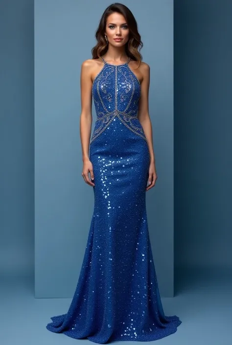 Blue front and back glitter dresses 