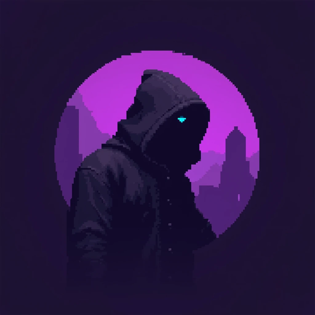 create a circle icon assassin, Purple, Pixel art, Logo
