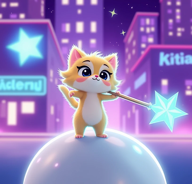 I want you to act like a superhero dressed as a normal kitten even though shes human with a
Star staff star power similar to a superhero from the series Miraculous