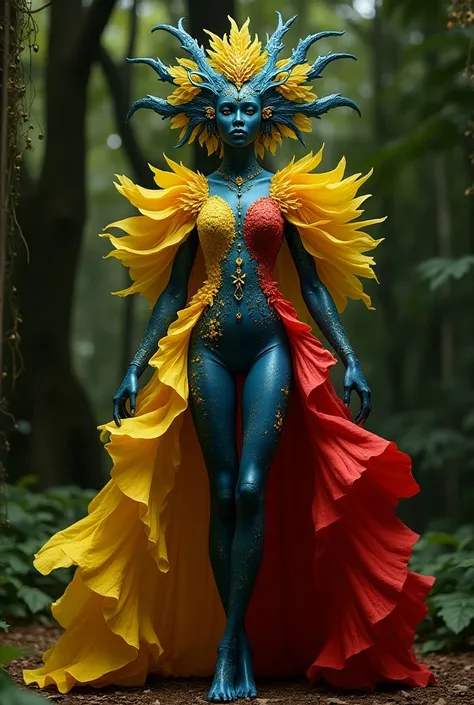 Fantasy costume on the Araguanei tree and the Venezuelan flag 