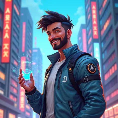 Prompt for Image Creation:

Create an image of a futuristic male character representing the brand Arcanjo AI.

Visual: Design the character with a modern and technological appearance, featuring futuristic clothing that blends fashion and functionality. Use...