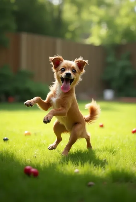 Dog running and doing the toilet at the same time 
