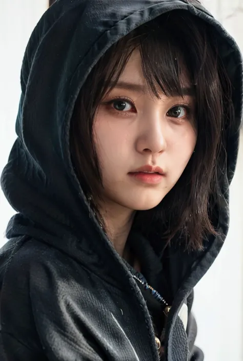  Japanese woman wearing black hoodie and black denim