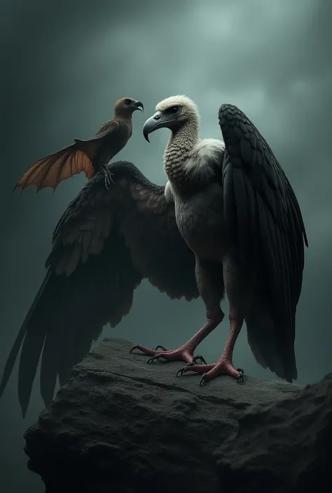 Vulture and bat  aamne saamne one frame 