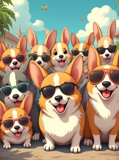  cute smiles, rabbits in sunglasses, and large groups of corgi dogs in cute sunglasses
Pocket Watch Scramble: A slapstick masterpiece, Winner of numerous awards,  high definition models, One column, Seating Plan, moving line, Concentrated line, silhouette,...