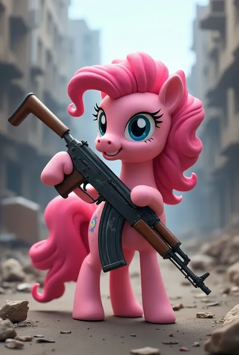 Pinkie Pie holding an AK-47