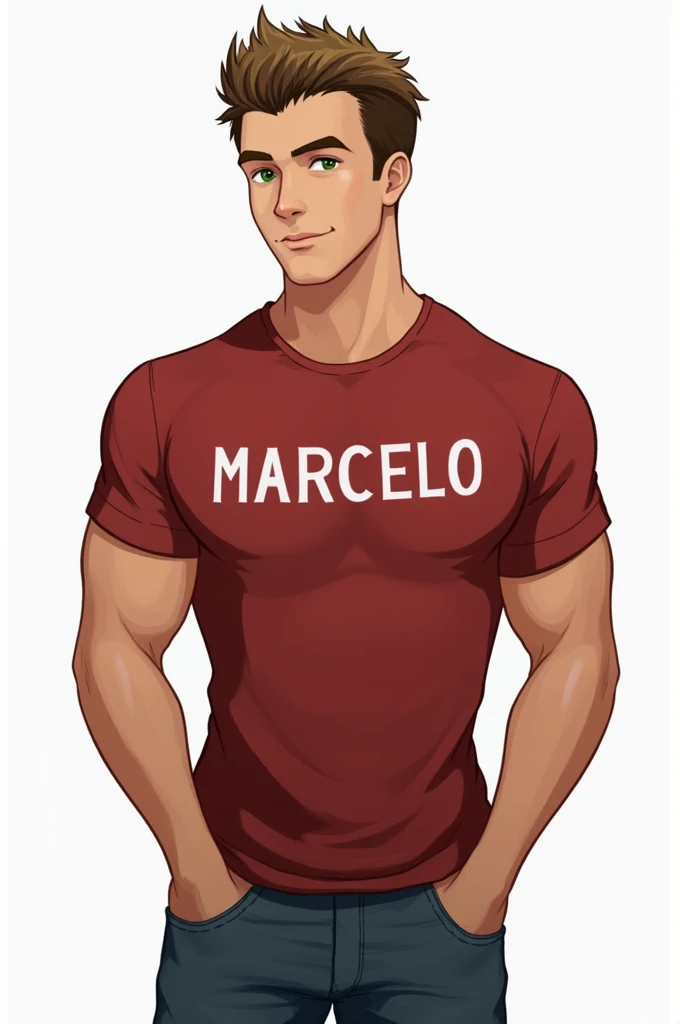 ### **Marcelo (principal):**
- **hair:** short, light brown, slightly messy.
- **eyes:** greens.
- **Style:** When not in a firefighters uniform, Wear simple clothes, like t-shirts and jeans. He has an athletic physique.
- **Height:** 1,85 m.
- **Other det...