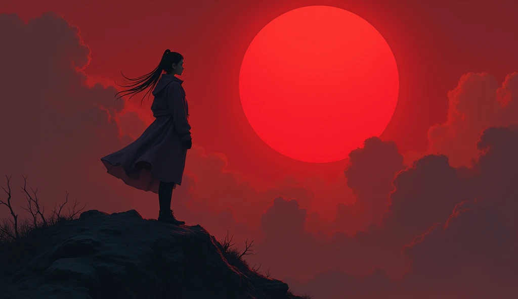  Ye Wenjie stands on Radar Peak，Facing the red sun ，The look in his eyes revealed despair。