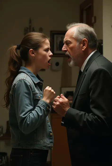 A 17-year-old girl fighting with her father