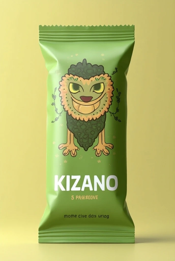  I want you to design a packaging wrap for an energy bar called  "KIZANO ",  remember that this bar is a compressed bar based on canihua and macadamia nuts, pecanas, hazelnuts,  I also want the wrapper to have its Peruvian details ,  and also that its colo...