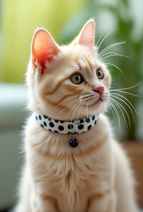 Cute cat collar whate and bleack doats