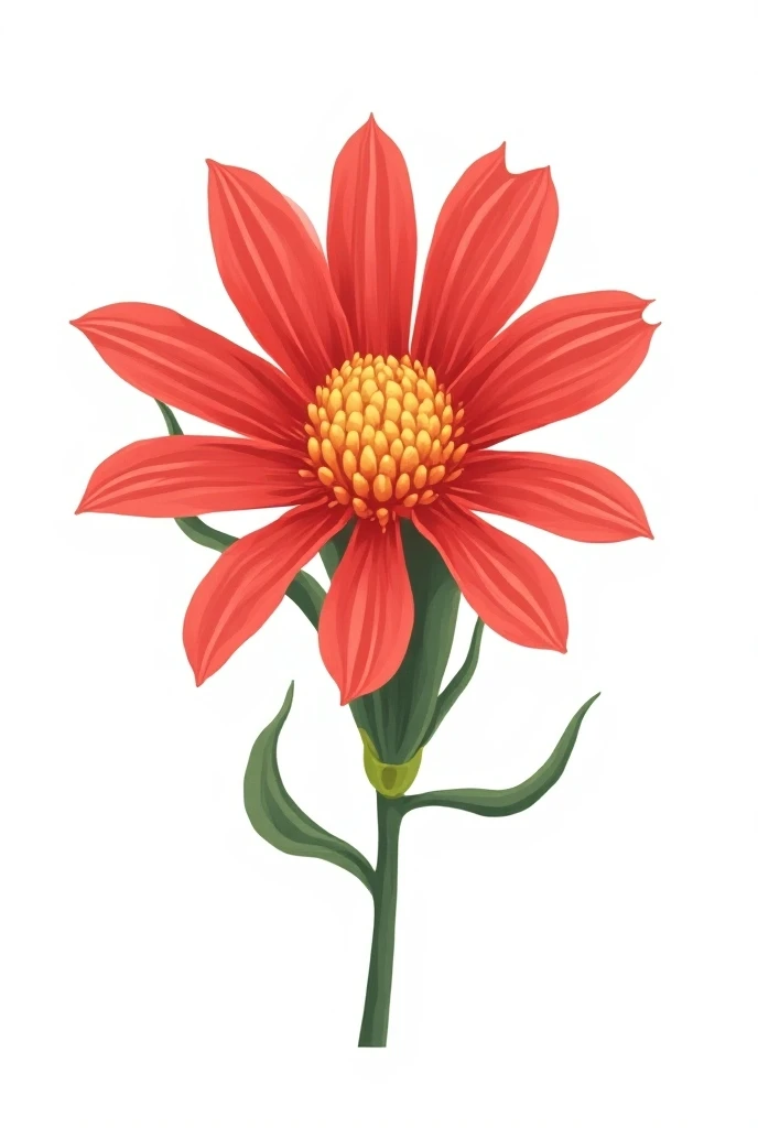 Flat vector hand drawn illustration isolated on white background of Australian flower, Warratah (red)