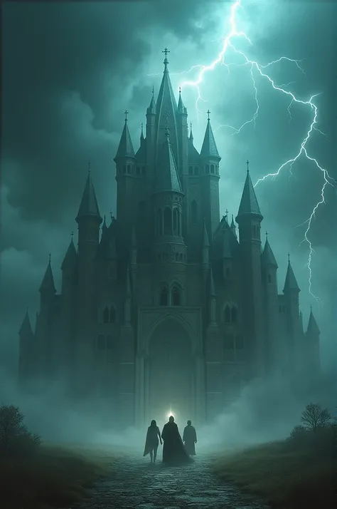 A violent storm ravages the kingdom, with powerful winds and lightning. In the heart of the storm, the massive palace is shown slowly vanishing into thin air, engulfed by darkness. Inside the palace, the king and his family are seen panicking, trapped and ...