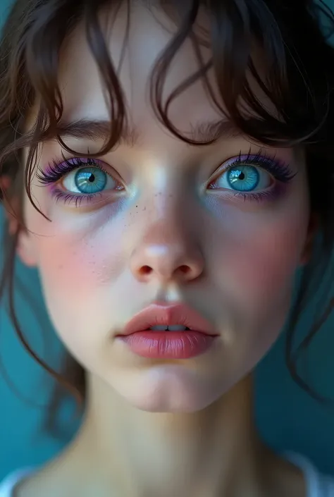 Professional photo, photorealistic Realism, Hyper-quality, 16K, UHD:1.3, (Ultra high-res, Realistic bright blue eyes, sharp-focus, ultra clear sharp, absurd quality, not blurry), (eyes|aqua blue), (lashes|black), (perfect eyeshadows|purple)
