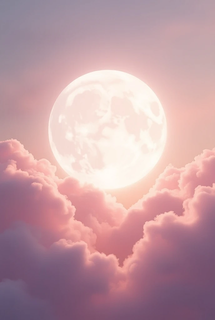 A beautiful full moon with a pink cloud background