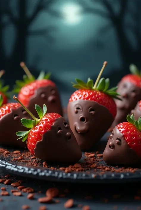 Strawberries with chocolate in Halloween style
