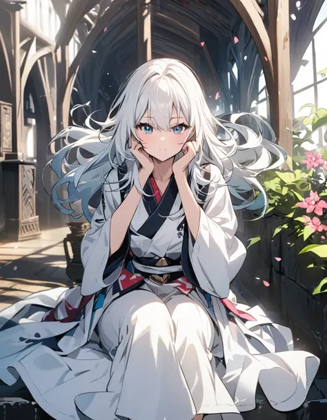 White Hair Girl、Keep the pose