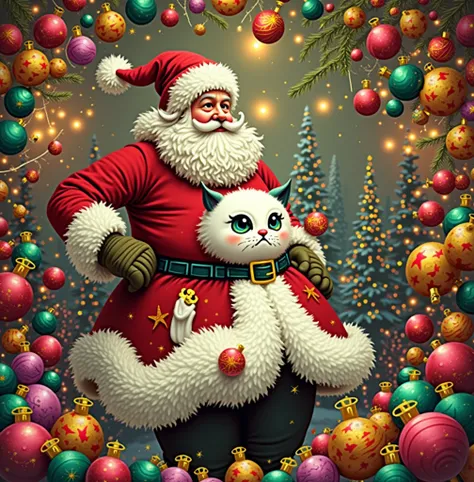 Santa Claus with lots of balls